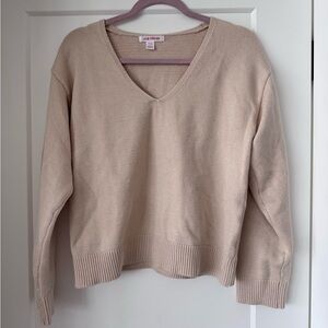 Joe Fresh Women's Beige V-Neck Sweater